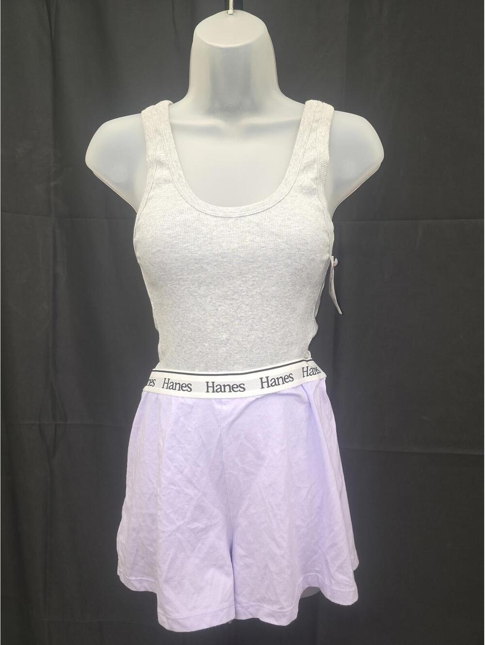 Hanes Women’s Originals Loungewear 2 Piece Set Heritage Grey Marle Violet M